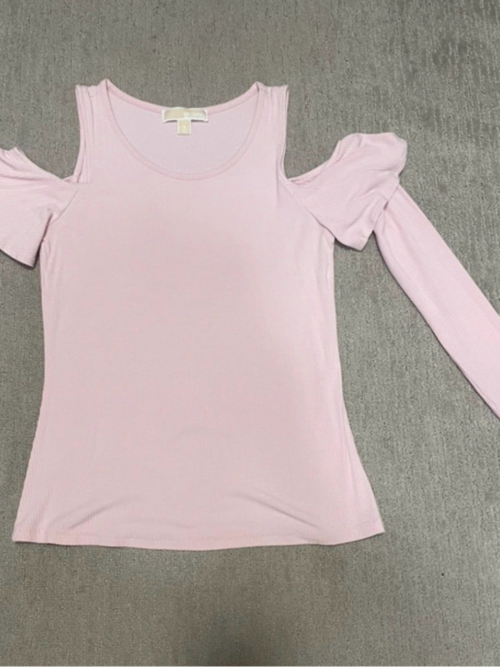 Michael Kors Light Pink Cold-Shoulder Ribbed Tank Top